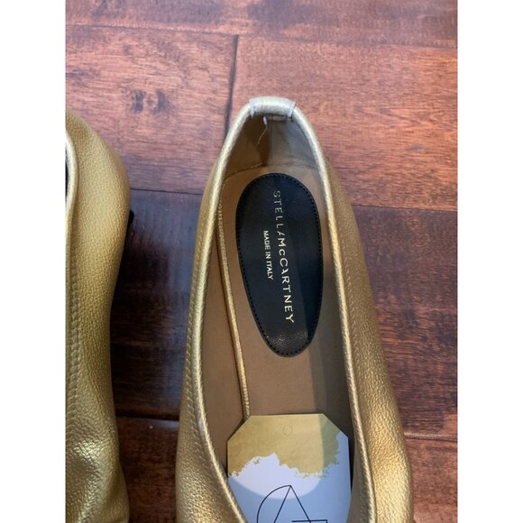 Stella McCartney Gold Elsa Ruched Pointed Toe Kitten Heel Pumps Heels, Size 41 - Picture 3 of 7